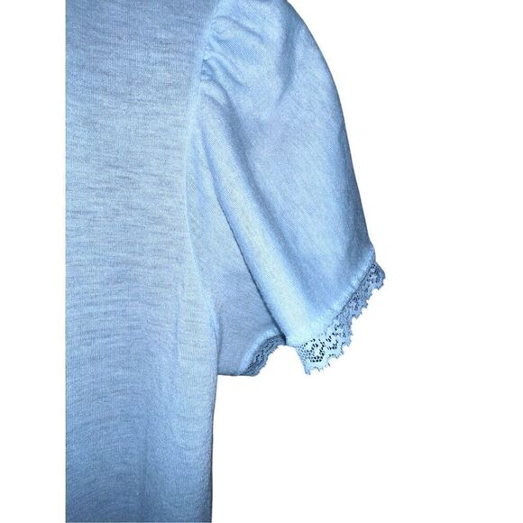 Beautiful RARE Vintage Vintage blue chiffon and lace sheer robe nightgown Cottag - Picture 8 of 9